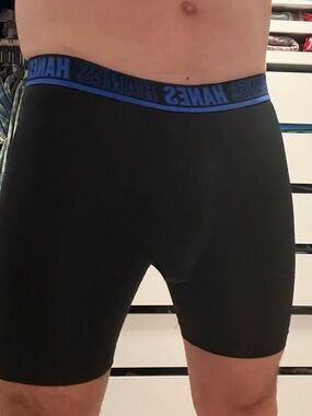 Hanes MOVES Comfort Support Pouch Black Boxer Briefs with Blue Branded Waistband